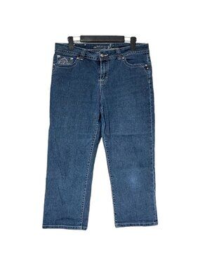 Style & Co Premium Jeans Women's 14P Blue Rhinestones Embellished Beads Stretch